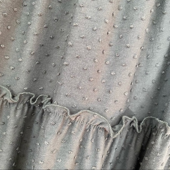 Spense Swiss Dot Tiered Midi Dress with Macrame Yoke Button Closure EUC Size: M - Picture 4 of 7